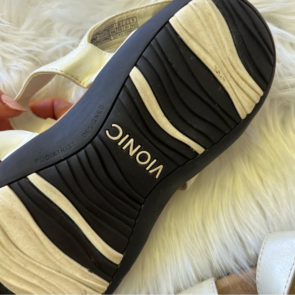 Vionic White Leather Stone Open Toe Sandals - image 4